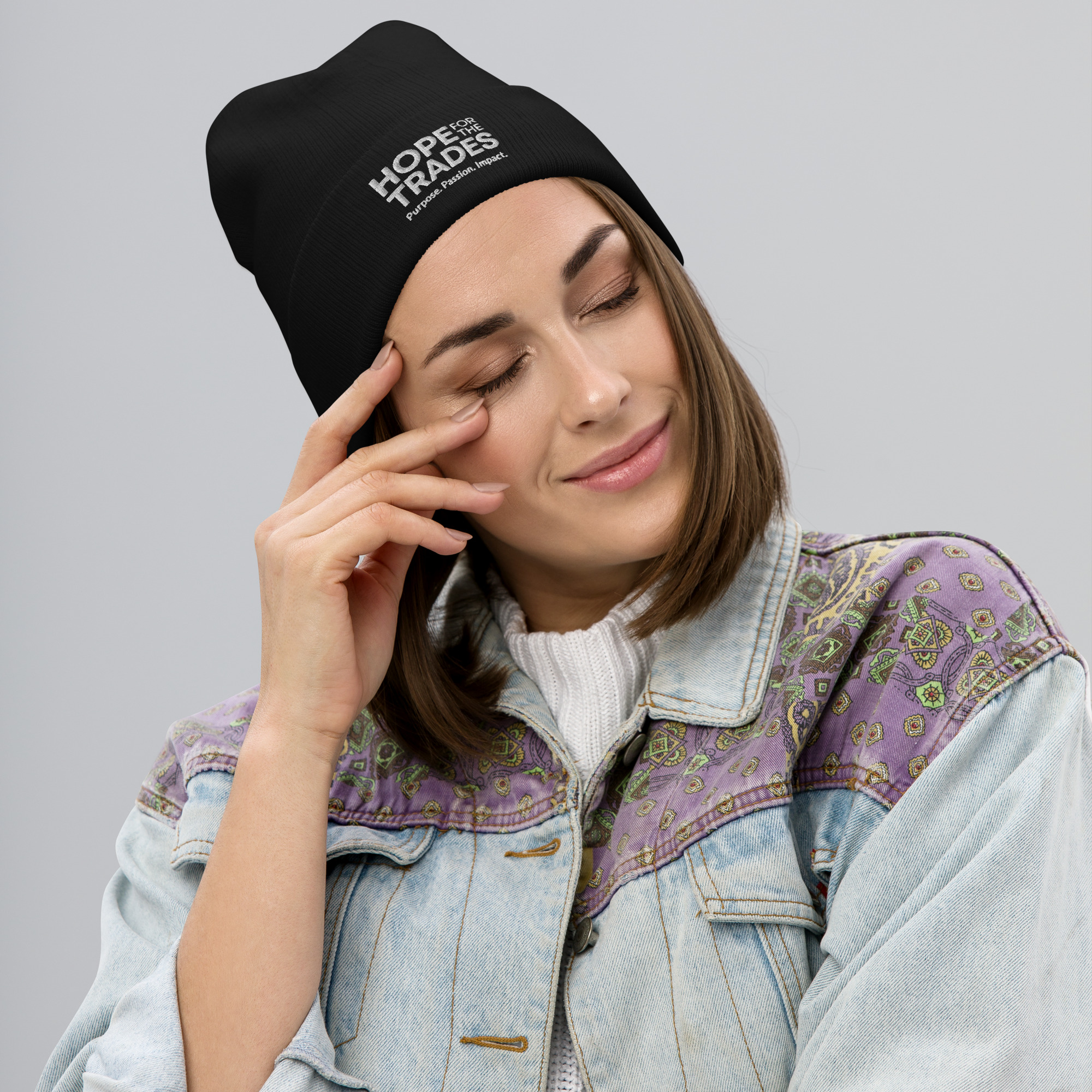 HFTT Embroidered Cuffed Beanie | Purpose. Passion. Impact. (Colors Available) - Image 8
