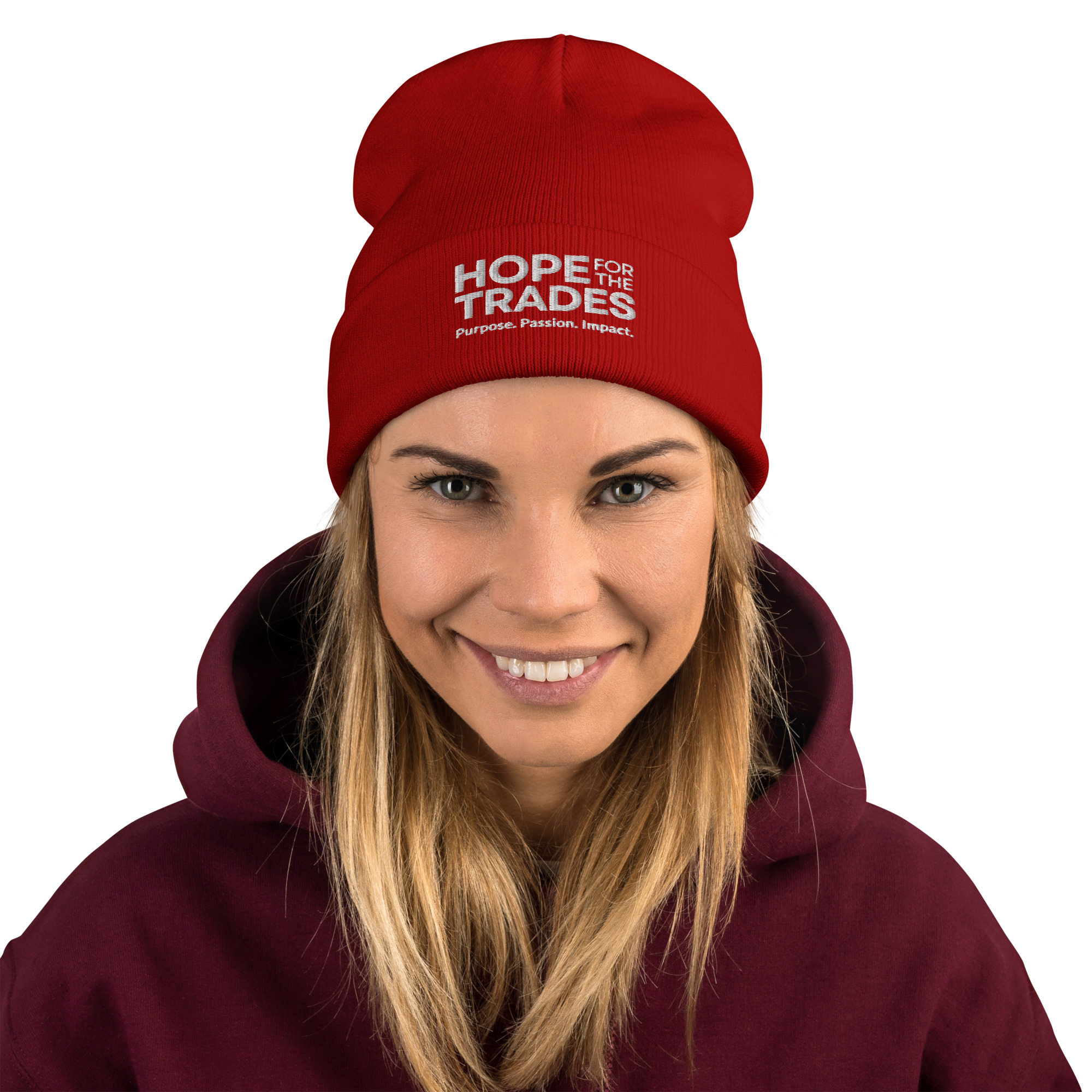 HFTT Embroidered Cuffed Beanie | Purpose. Passion. Impact. (Colors Available) - Image 5