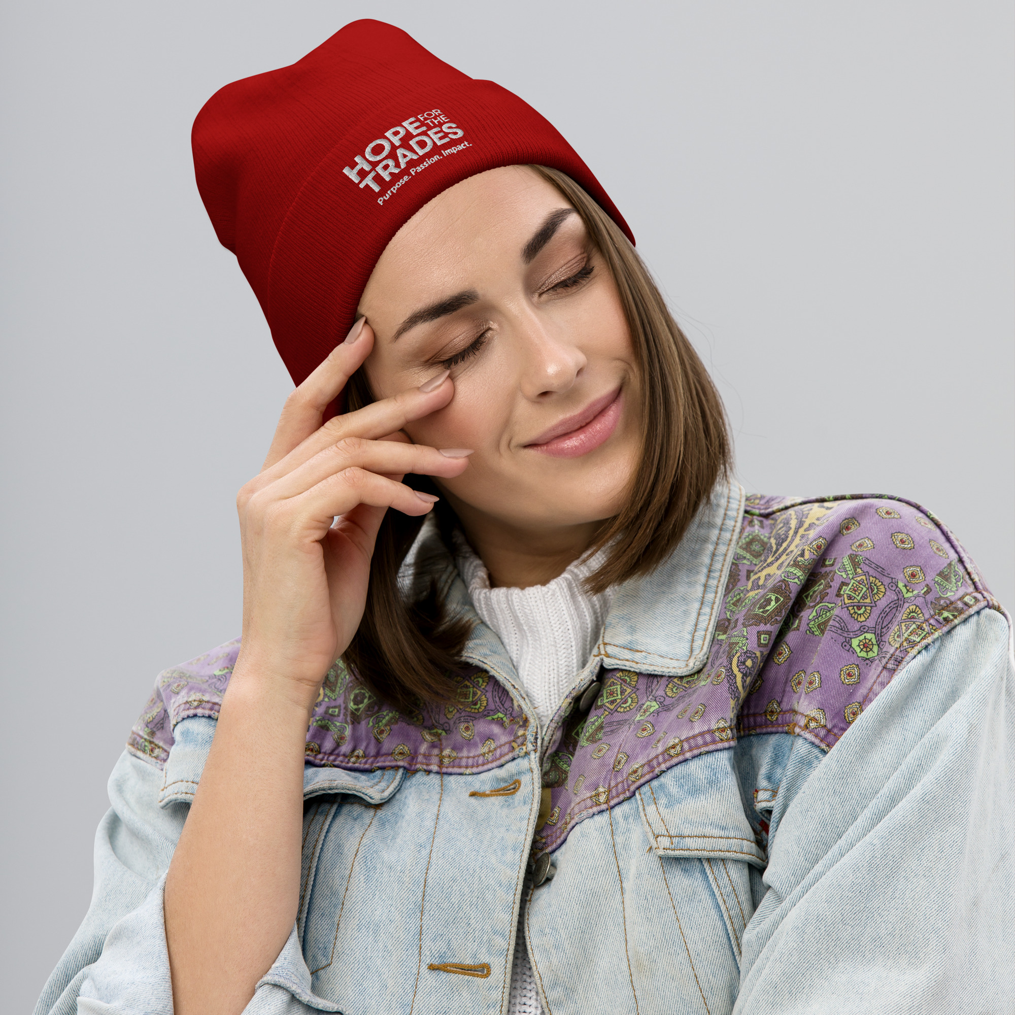HFTT Embroidered Cuffed Beanie | Purpose. Passion. Impact. (Colors Available) - Image 6